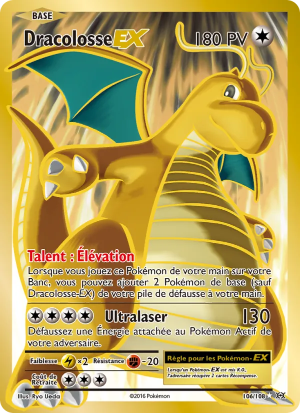 Carte Pokémon Dracolosse EX 106/108 de l'extension Évolutions