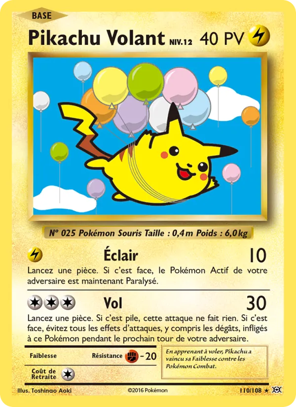 Carte Pokémon Pikachu Volant 110/108 de l'extension Évolutions