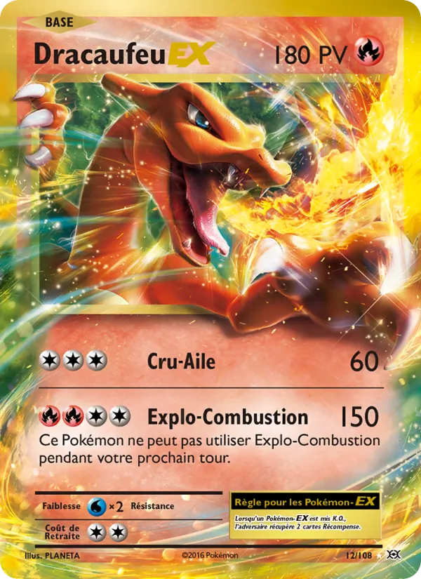 Carte Pokémon Dracaufeu EX 12/108 de l'extension Évolutions