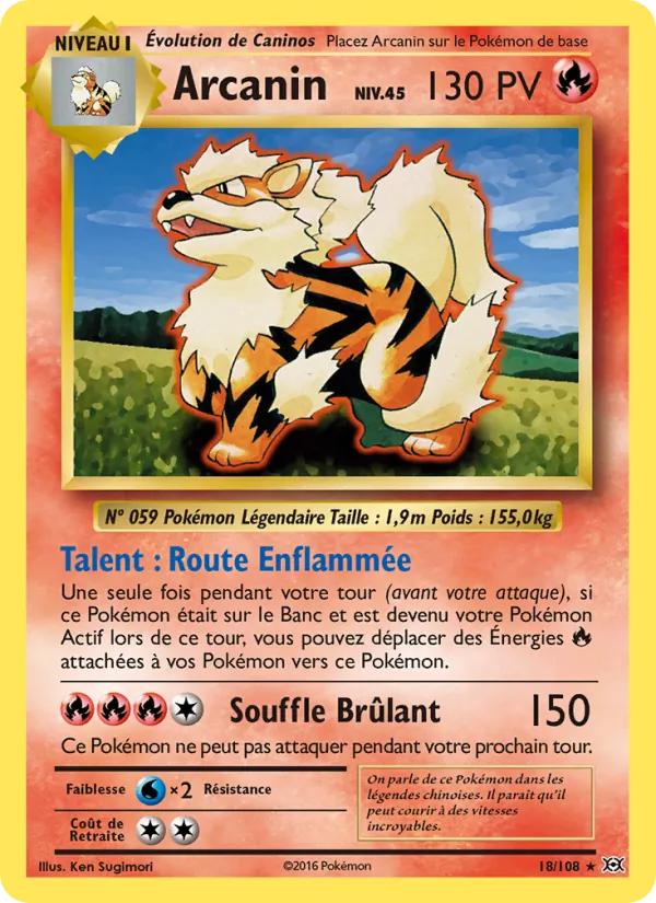 Carte Pokémon Arcanin 18/108 de l'extension Évolutions