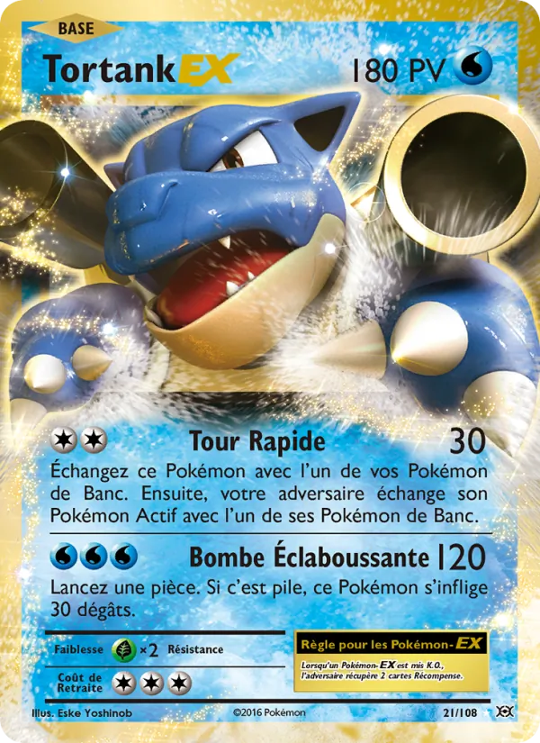 Carte Pokémon Tortank EX 21/108 de l'extension Évolutions