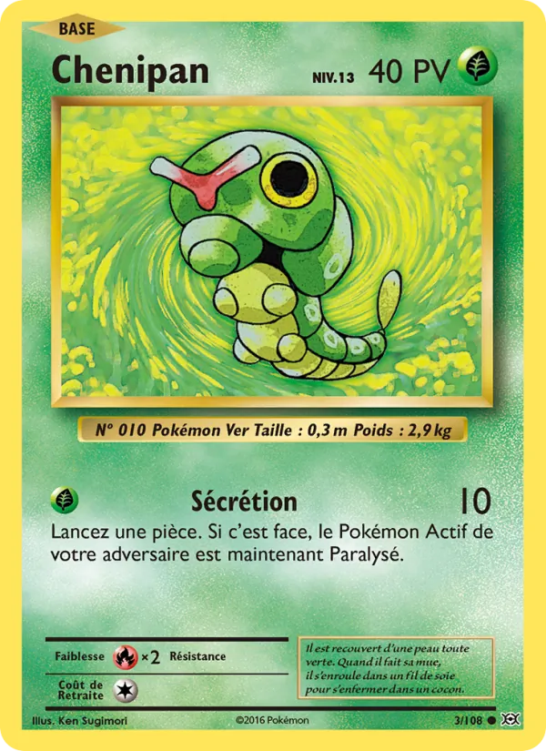 Carte Pokémon Chenipan 3/108 de l'extension Évolutions