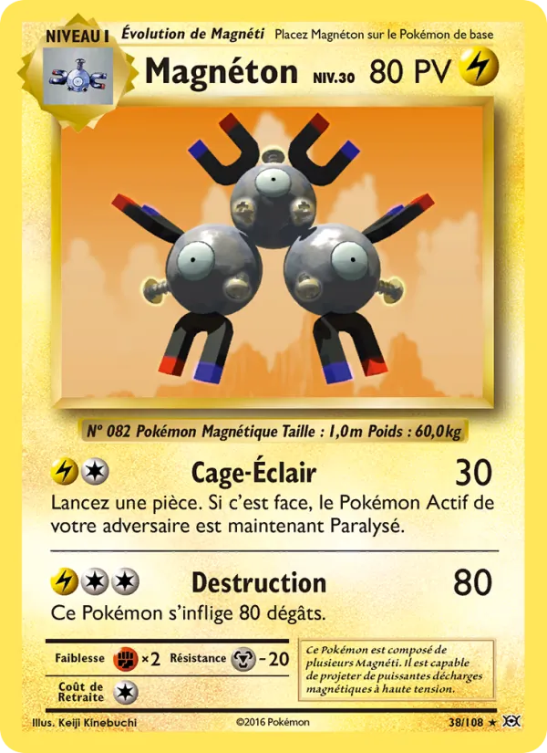 Carte Pokémon Magnéton 38/108 de l'extension Évolutions