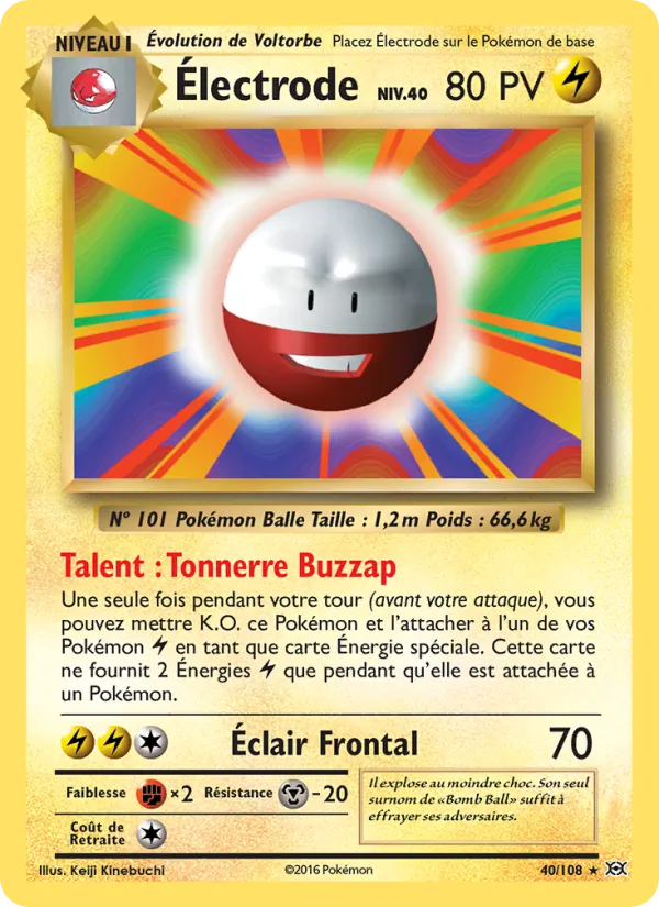 Carte Pokémon Électrode 40/108 de l'extension Évolutions