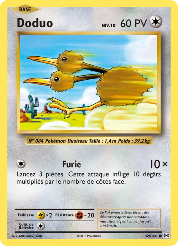 Carte Pokémon Doduo 69/108 de l'extension Évolutions