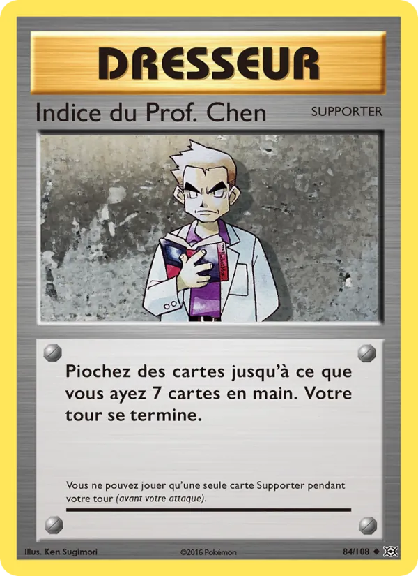 Carte Pokémon Indice du Prof. Chen 84/108 de l'extension Évolutions
