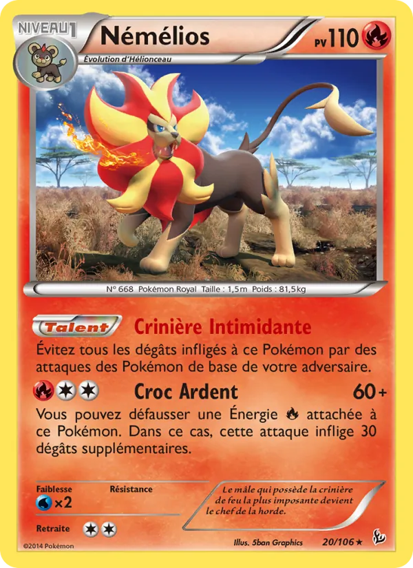 Carte Pokémon Némélios 20/106 de l'extension Étincelles