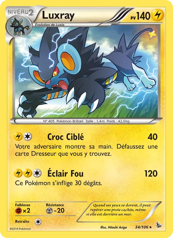 Carte Pokémon Luxray 34/106 de l'extension Étincelles