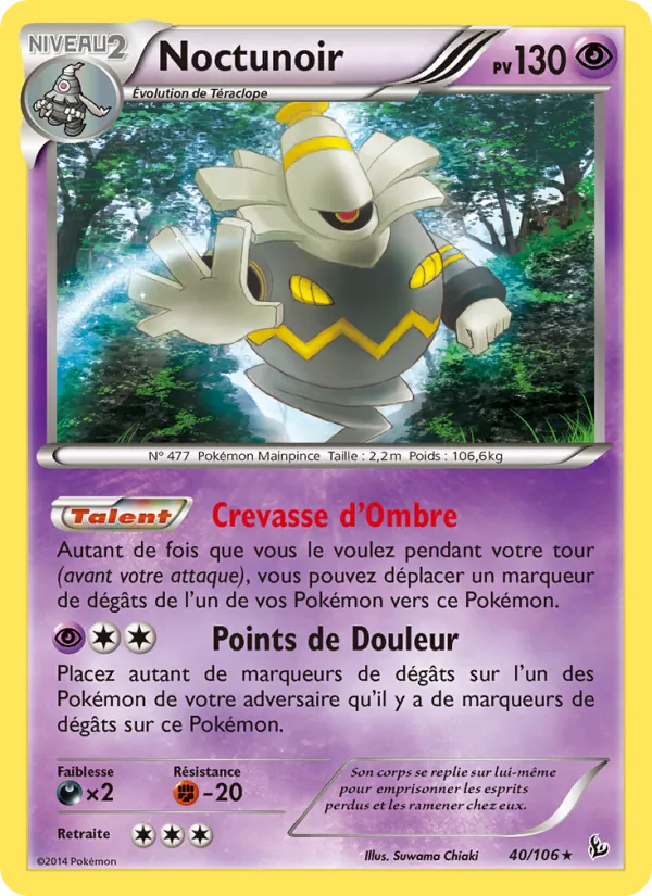 Carte Pokémon Noctunoir 40/106 de l'extension Étincelles