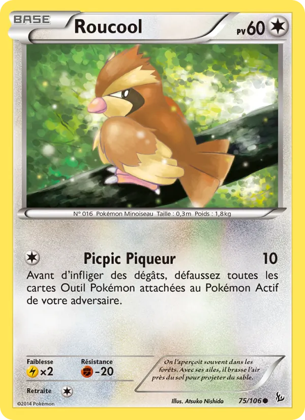 Carte Pokémon Roucool 75/106 de l'extension Étincelles