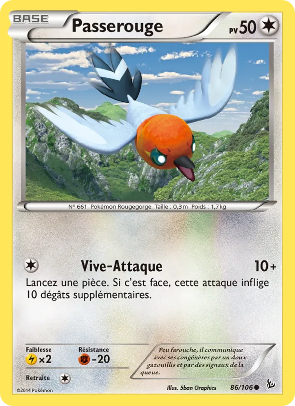 Carte Pokémon Passerouge 86/106 de l'extension Étincelles