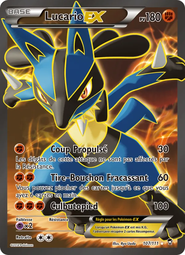 Carte Pokémon Lucario EX 107/111 de l'extension Poings Furieux