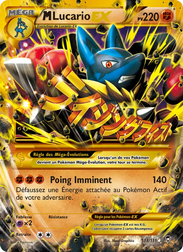 Carte Pokémon M-Lucario EX 113/111 de l'extension Poings Furieux