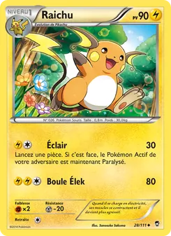 Carte Pokémon Raichu 28 — Poings Furieux