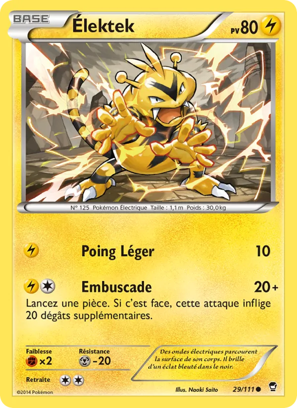 Carte Pokémon Élektek 29/111 de l'extension Poings Furieux