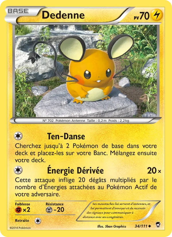 Carte Pokémon Dedenne 34/111 de l'extension Poings Furieux