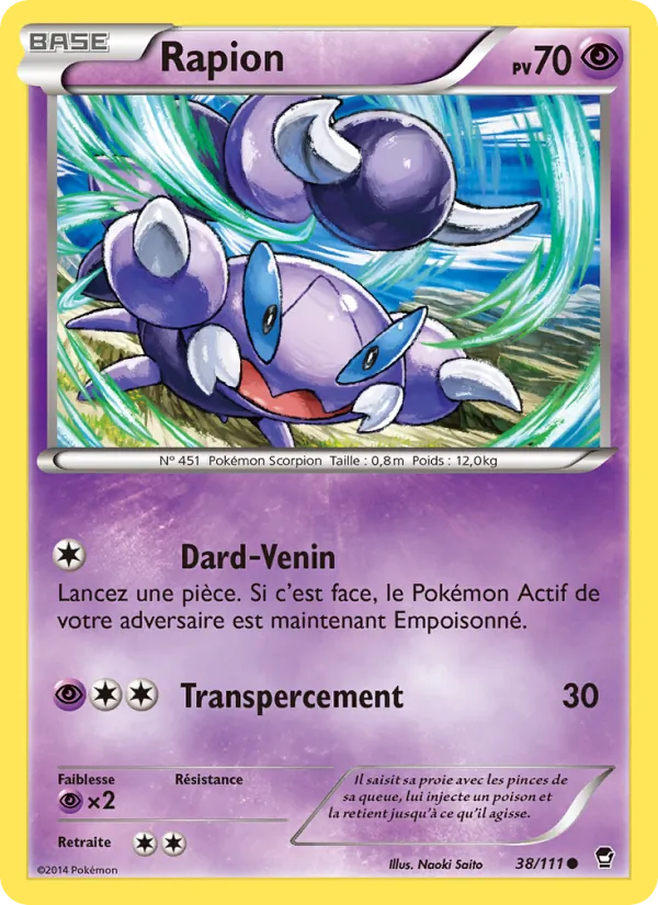 Carte Pokémon Rapion 38/111 de l'extension Poings Furieux