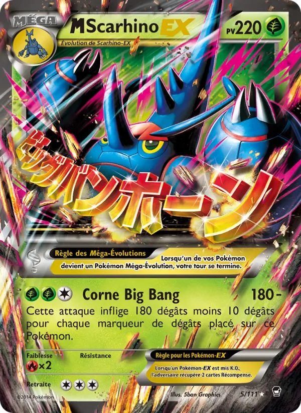 Carte Pokémon M-Scarhino EX 5/111 de l'extension Poings Furieux