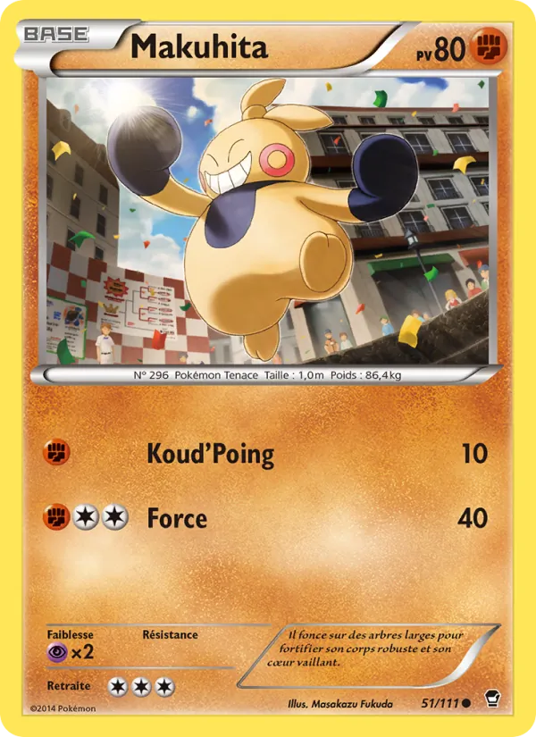 Carte Pokémon Makuhita 51/111 de l'extension Poings Furieux