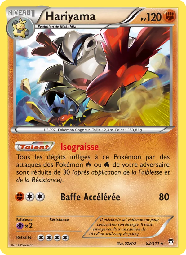 Carte Pokémon Hariyama 52/111 de l'extension Poings Furieux