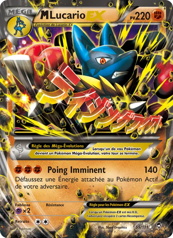 Carte Pokémon M-Lucario EX 55/111 de l'extension Poings Furieux