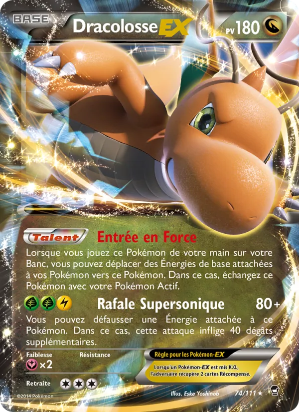 Carte Pokémon Dracolosse EX 74/111 de l'extension Poings Furieux