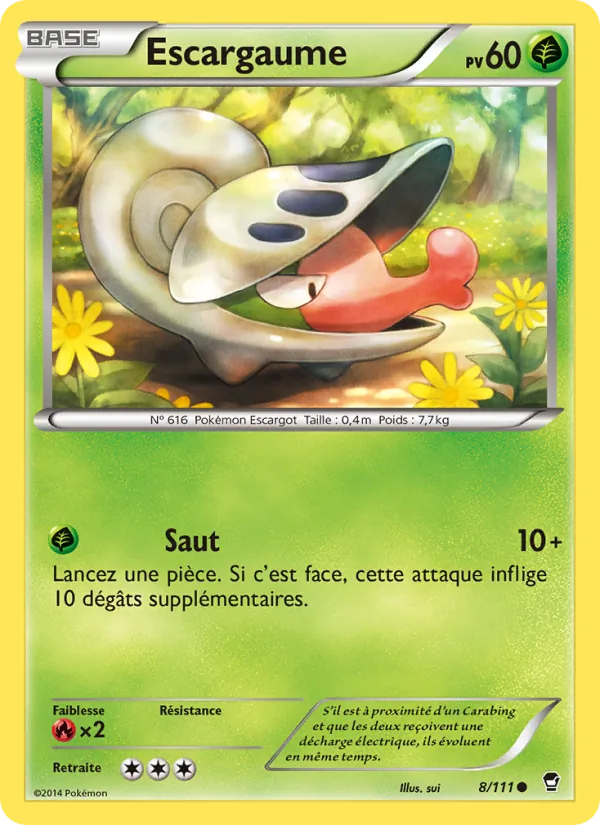 Carte Pokémon Escargaume 8/111 de l'extension Poings Furieux