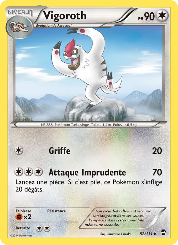 Carte Pokémon Vigoroth 82/111 de l'extension Poings Furieux