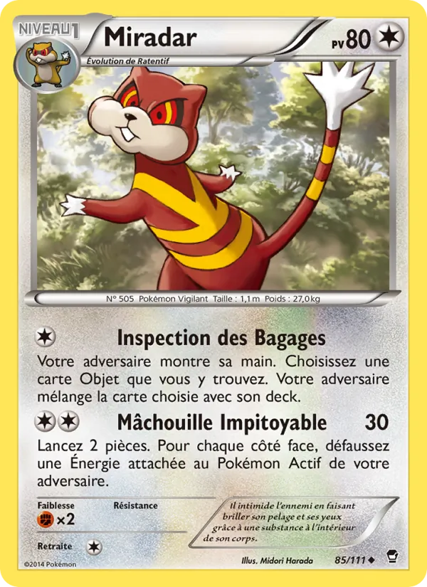 Carte Pokémon Miradar 85/111 de l'extension Poings Furieux