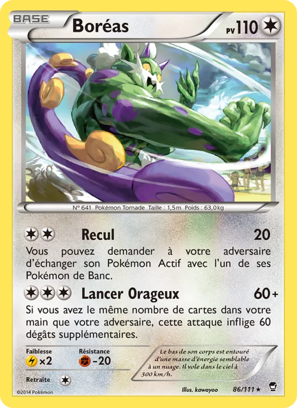 Carte Pokémon Boréas 86/111 de l'extension Poings Furieux