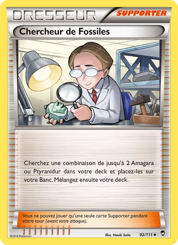 Carte Pokémon Chercheur de Fossiles 92/111 de l'extension Poings Furieux