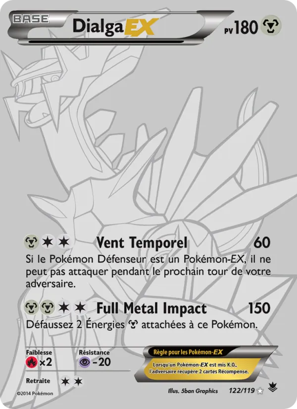 Carte Pokémon Dialga EX 122/119 de l'extension Vigueur Spectrale