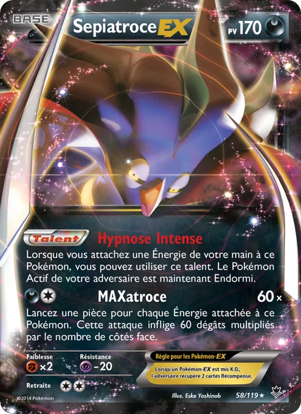 Carte Pokémon Sepiatroce EX 58/119 de l'extension Vigueur Spectrale
