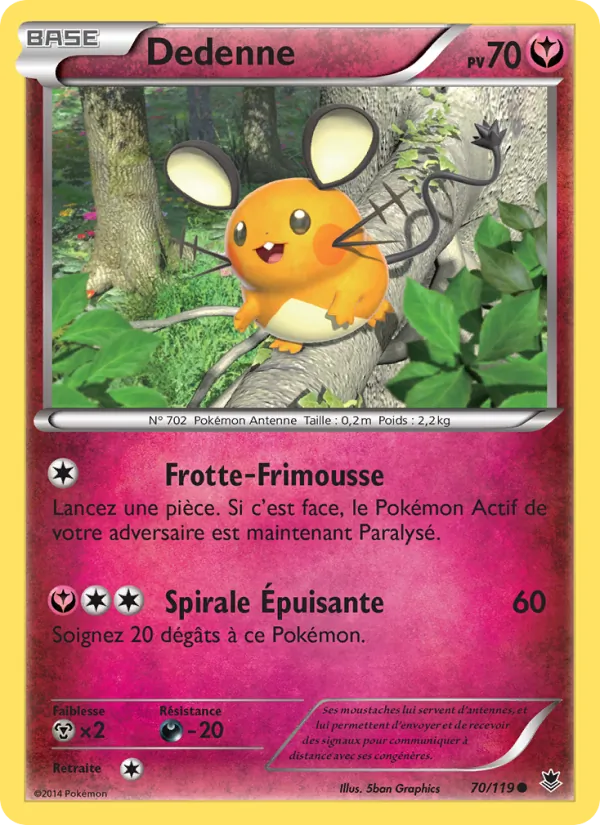 Carte Pokémon Dedenne 70/119 de l'extension Vigueur Spectrale