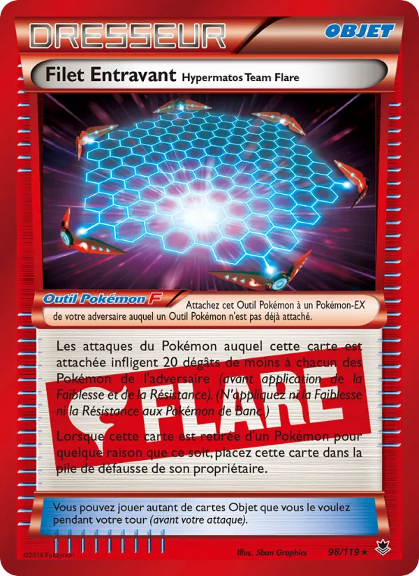 Carte Pokémon Filet Entravant Hypermatos Team Flare 98/119 de l'extension Vigueur Spectrale