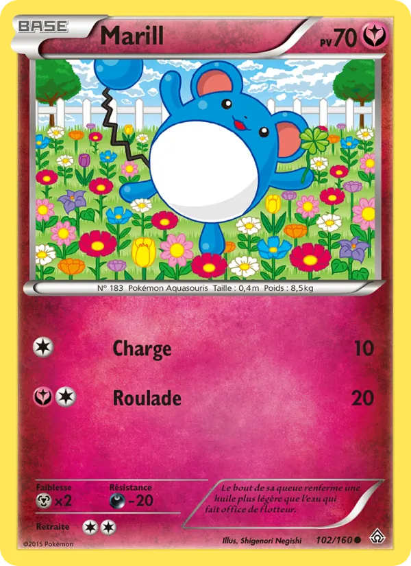 Carte Pokémon Marill 102/160 de l'extension Primo-Choc