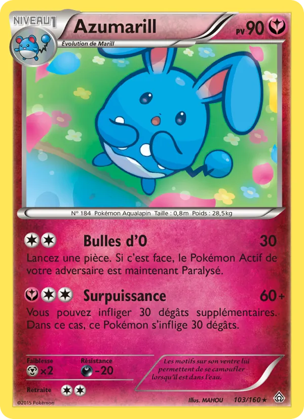 Carte Pokémon Azumarill 103/160 de l'extension Primo-Choc