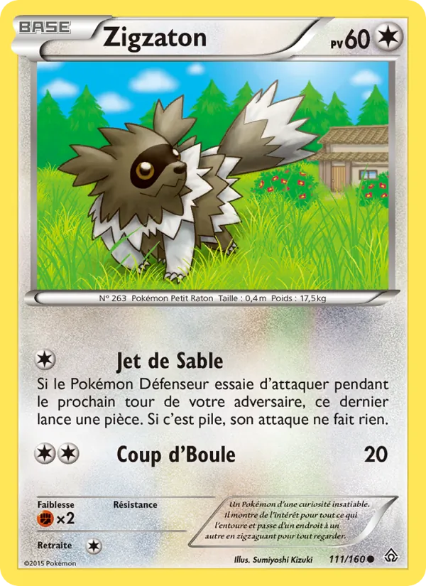 Carte Pokémon Zigzaton 111/160 de l'extension Primo-Choc
