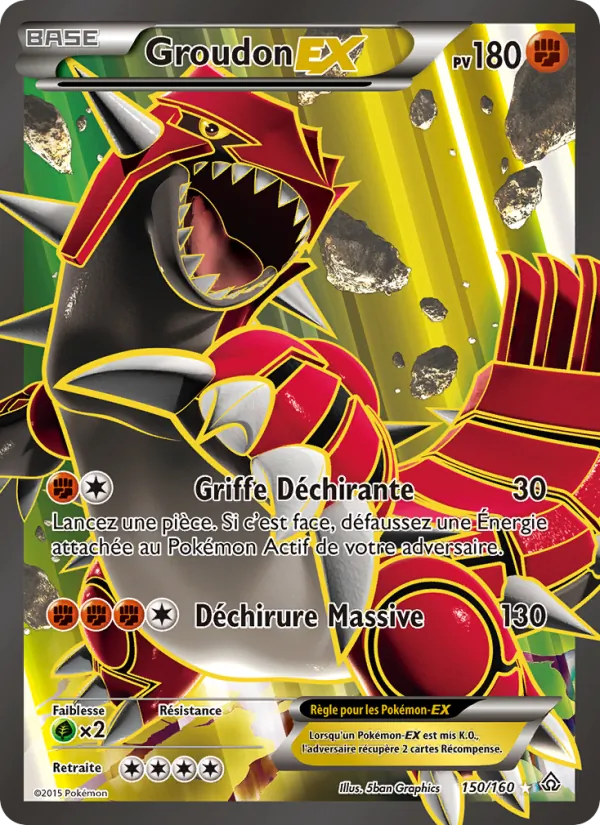 Carte Pokémon Groudon EX 150/160 de l'extension Primo-Choc