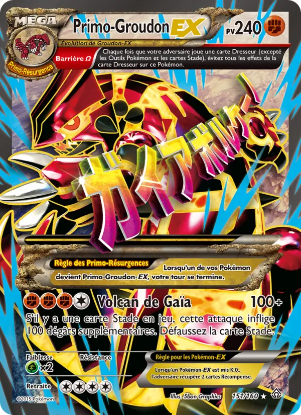 Carte Pokémon Primo-Groudon EX 151/160 de l'extension Primo-Choc