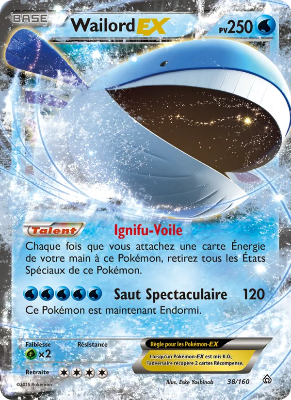 Carte Pokémon Wailord EX 38/160 de l'extension Primo-Choc