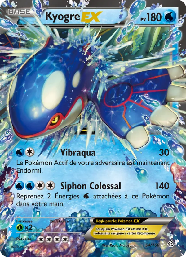 Carte Pokémon Kyogre EX 54/160 de l'extension Primo-Choc