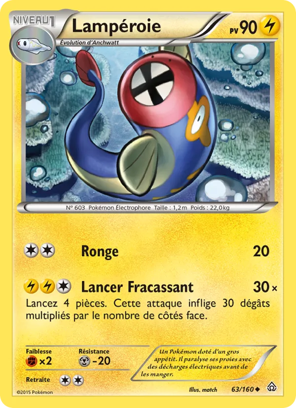 Carte Pokémon Lampéroie 63/160 de l'extension Primo-Choc
