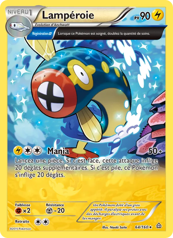 Carte Pokémon Lampéroie 64/160 de l'extension Primo-Choc