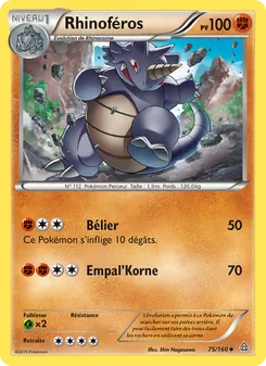 Carte Pokémon Rhinoféros 75