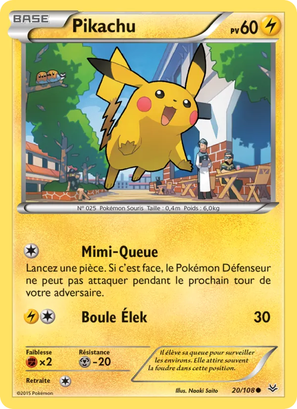 Carte Pokémon Pikachu 20/108 de l'extension Ciel Rugissant