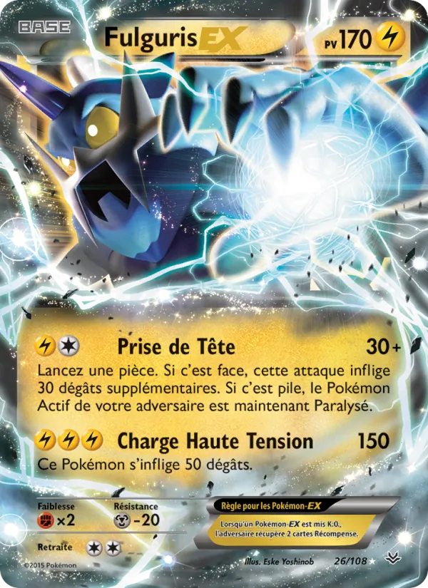 Carte Pokémon Fulguris EX 26/108 de l'extension Ciel Rugissant