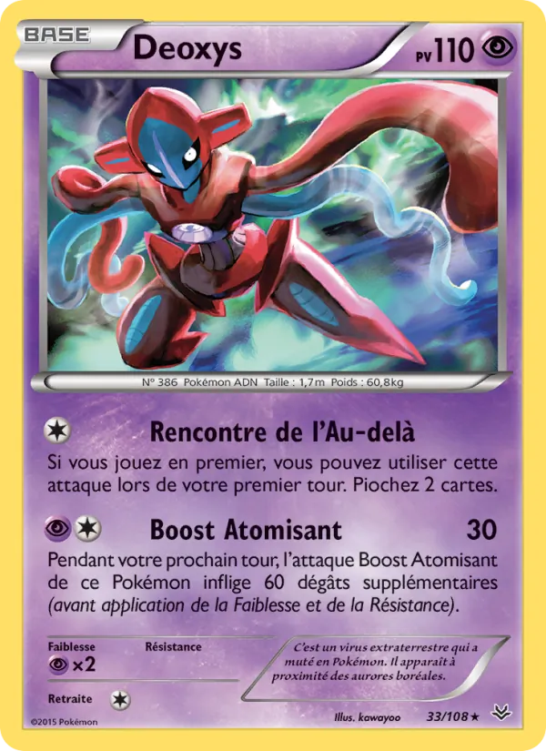 Carte Pokémon Deoxys 33/108 de l'extension Ciel Rugissant