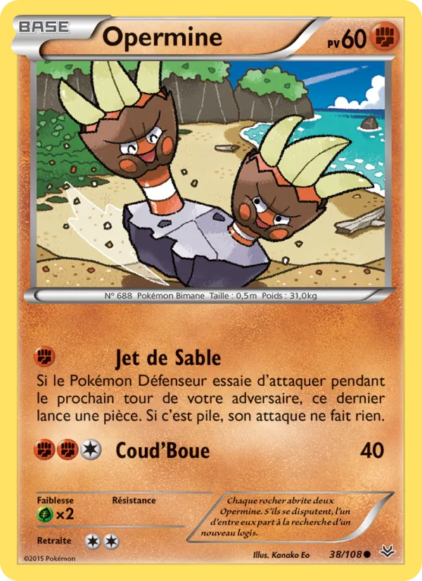 Carte Pokémon Opermine 38/108 de l'extension Ciel Rugissant