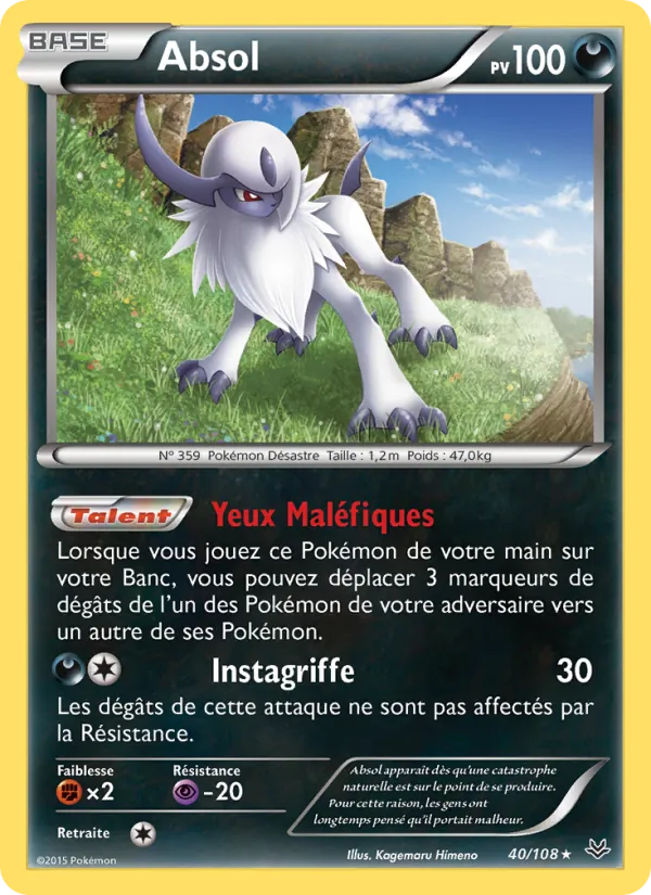 Carte Pokémon Absol 40/108 de l'extension Ciel Rugissant